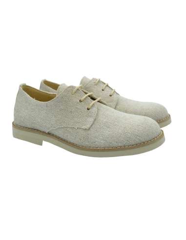 020344 Boys shoes in suede and linen Yowas Beig