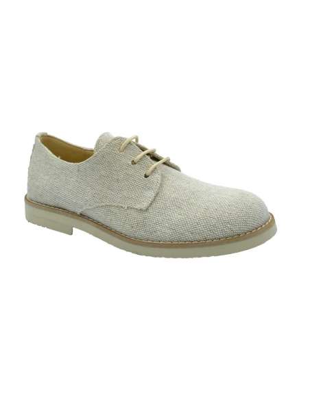 020344 Boys shoes in suede and linen Yowas Beig
