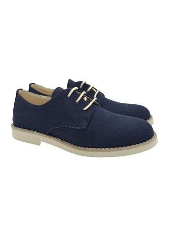 020344 Boys shoes in suede and linen Yowas Navy