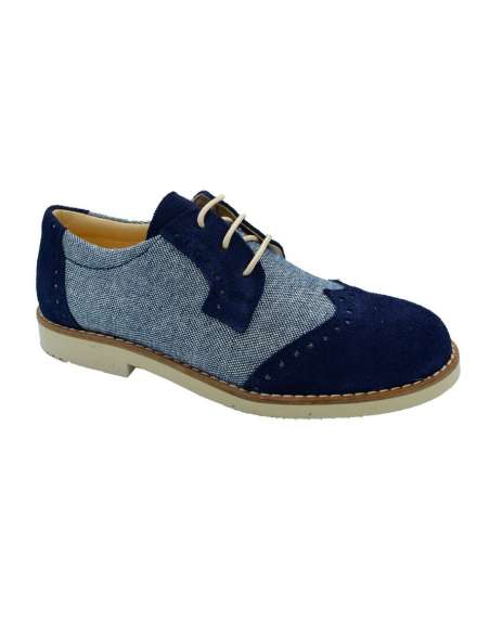 020339 Boys shoes in suede and linen  Yowas Navy