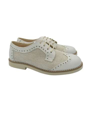 026150 Boys shoes in suede and linen  Yowas Beig