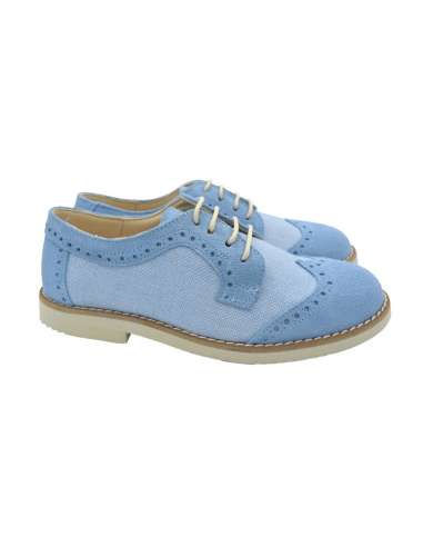 026150 Boys shoes in suede and linen  Yowas Blue