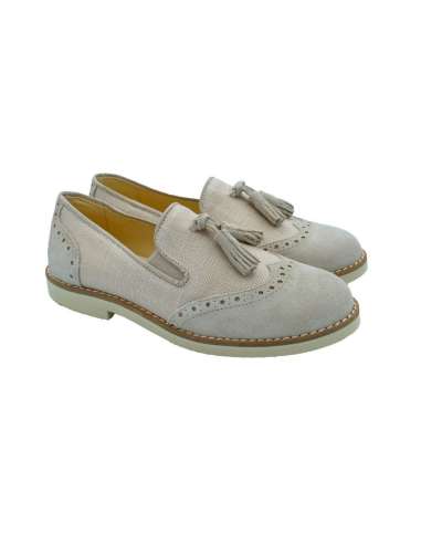 020326 Boys shoes in suede and linen  Yowas Beig