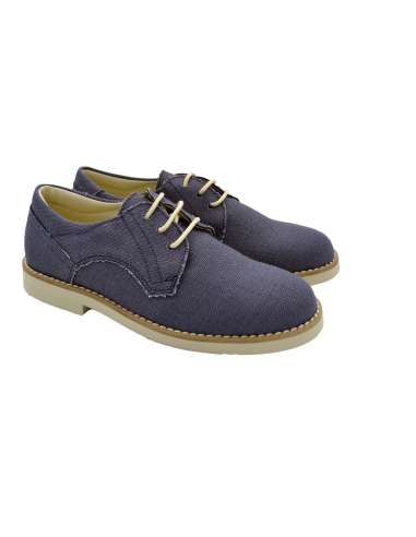 021100 Boys shoes in linen Yowas Navy