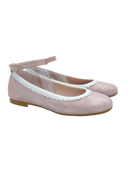 025653 Ceremony girl shoes in Leather Yowas Pink