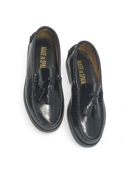 Mocasín en piel Florentic con borlas Modelo 213 Negro