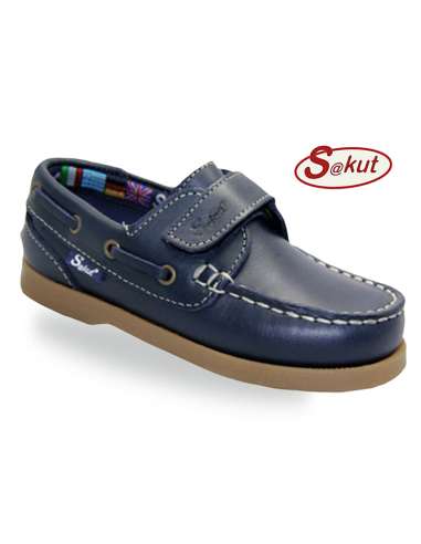 ZAPATO TIPO NAUTICO EN PIEL CON VELCRO A5020 NAVY