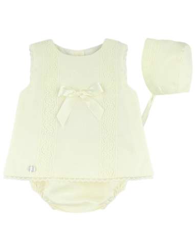 02BEIG BEATRIZ BABY SET BOW CREAM BRAND DULCE DE FRESA