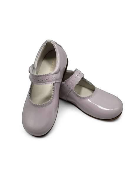 Merceditas en Piel Charol con botón 1502C Lila