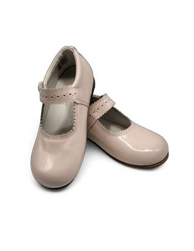 Merceditas en Piel Charol con botón 1502C Rosa