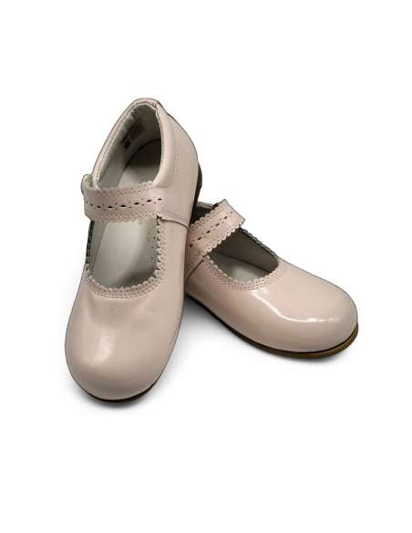 Merceditas en Piel Charol con botón 1502C Rosa