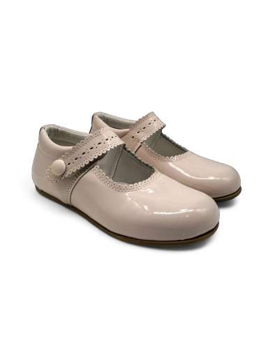 Mary Janes in patent leather with button 1502C Pink