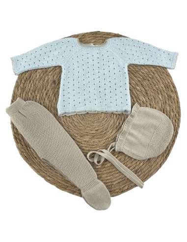 029606 BABY SET IN PERLE THREAD BLUE DIVERCHIC