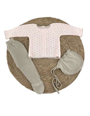 029606 CONJUNTO DE BEBE EN HILO ROSA DIVERCHIC