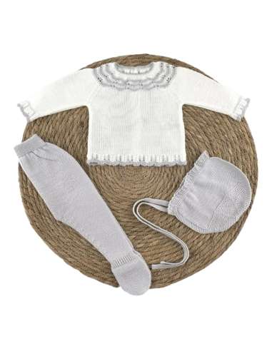 029611 BABY SET IN PERLE THREAD WHITE DIVERCHIC