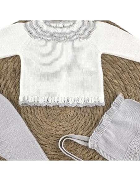 029611 BABY SET IN PERLE THREAD WHITE DIVERCHIC
