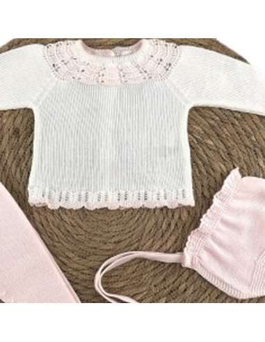 029611 CONJUNTO DE BEBE EN HILO ROSA DIVERCHIC