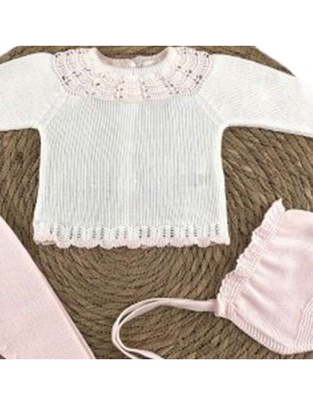 029611 CONJUNTO DE BEBE EN HILO ROSA DIVERCHIC