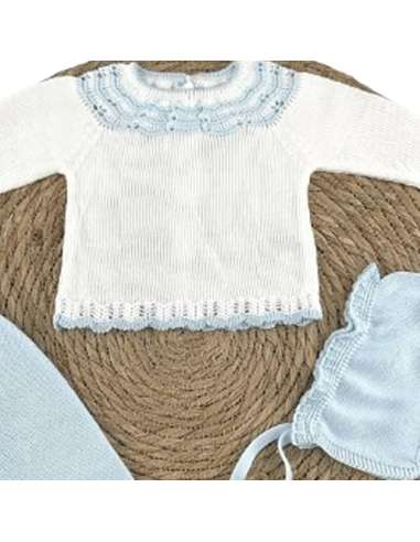 029611 BABY SET IN PERLE THREAD BLUE DIVERCHIC
