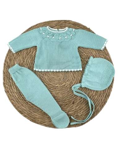 1000011 CONJUNTO DE BEBE EN HILO ALMA PETIT VERDE