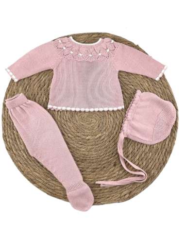 1000011 CONJUNTO DE BEBE EN HILO ALMA PETIT ROSA