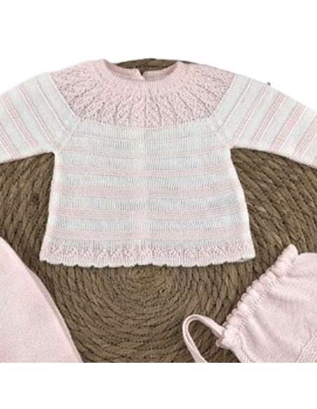 1000015 CONJUNTO DE BEBE EN HILO ALMA PETIT ROSA