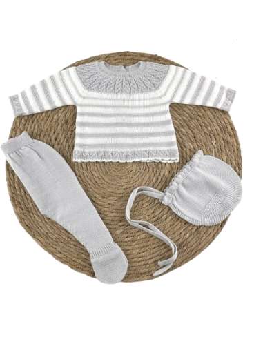 1000015 CONJUNTO DE BEBE EN HILO ALMA PETIT GRIS