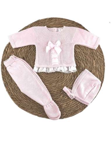 1008004 CONJUNTO DE BEBE EN HILO ROSA