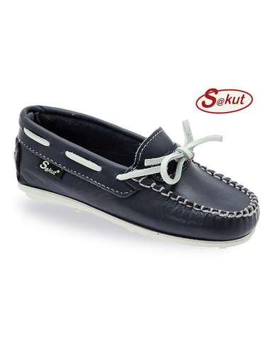 ZAPATO TIPO NAUTICO EN PIEL CON CORDON A5035 NAVY