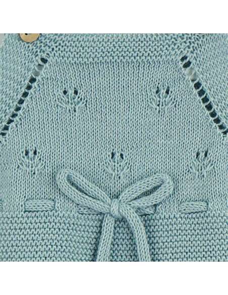 25183DF Perle Vaiana Romper with Teal Bow BRAND DULCE DE FRESA