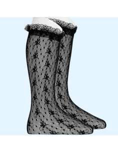 45022 CALCETINES CEREMONIA  CON PUNTILLA CONDOR NEGRO