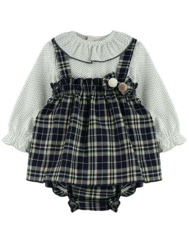 324702 VESTIDO CUADROS CON CAMISA TOPITOS BABY...