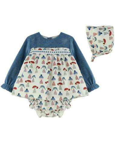 324411 BABY DRESS WITH BONNET BRAND Baby Ferr