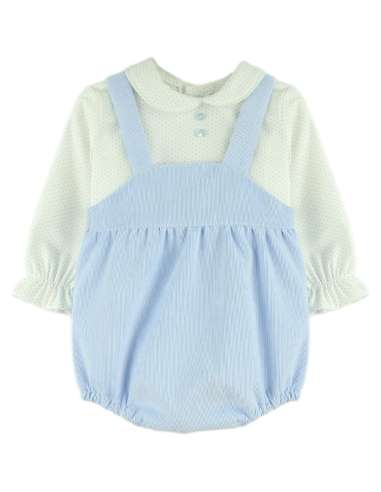 25340 Conjunto de mono con camisa de lunares