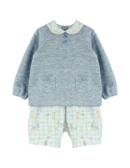 25390 ﻿Conjunto de niño con cubrepañal Animalitos..