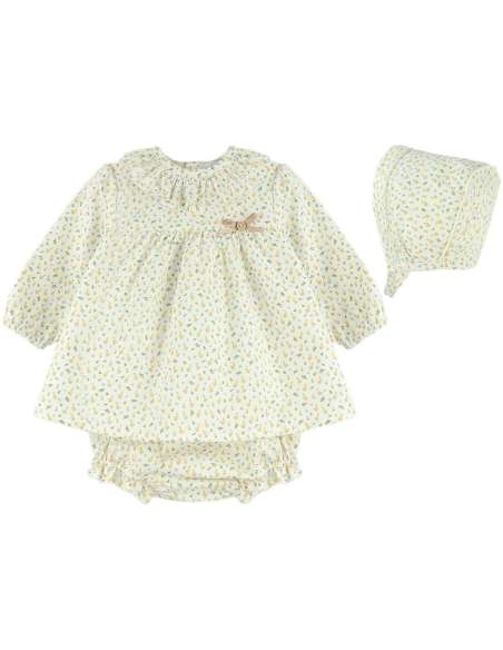 25405 ﻿Vestido y Cubrepañal con Capucha Patito BabyFerr