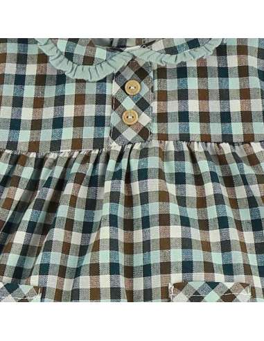 25433 ﻿Vestido y Cubrepañal Vichy cuadros BabyFerr