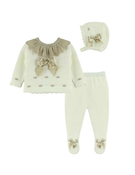 029923DF Conjunto Polaina Lazo de Amor Piedra