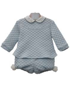 Y1017  CONJUNTO CON BORLAS CELESTE