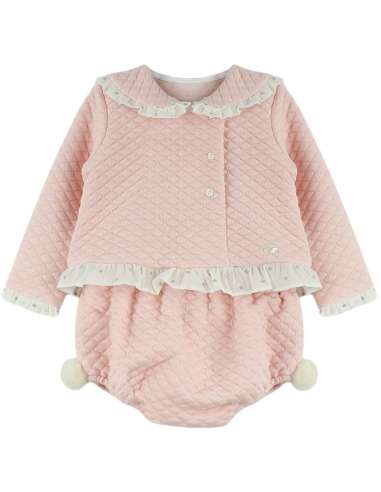 Y1803 POMPED PINK SHIRT AND PANT SET