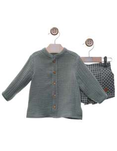 Y1853 CONJUNTO CAMISA Y PANTALON VERDE EMPOLVADO YOEDU