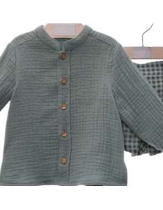 Y1853 CONJUNTO CAMISA Y PANTALON VERDE EMPOLVADO YOEDU 2