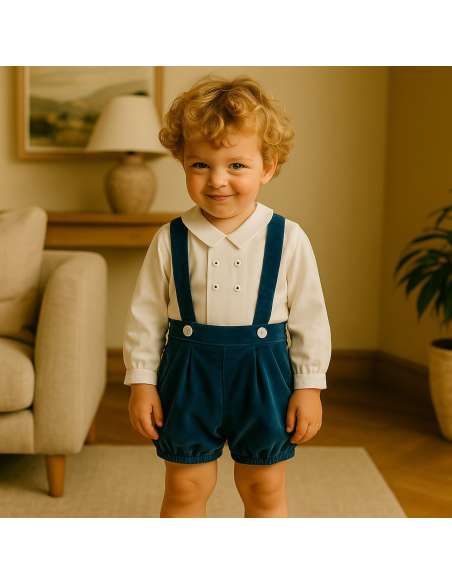 026006DF Marine Velvet Dungarees Set