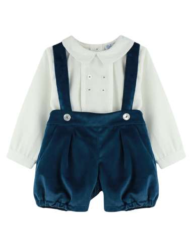 026006DF Marine Velvet Dungarees Set
