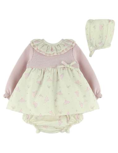 25407 Pink Cardigan with Hat and Trousers