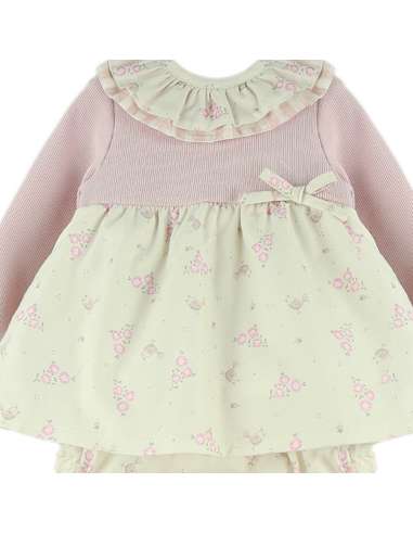 25407 Pink Cardigan with Hat and Trousers