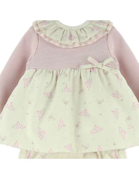 25407 Pink Cardigan with Hat and Trousers