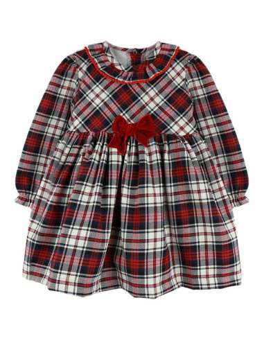 25660 Vestido Grande Lazo Tartán Clásico