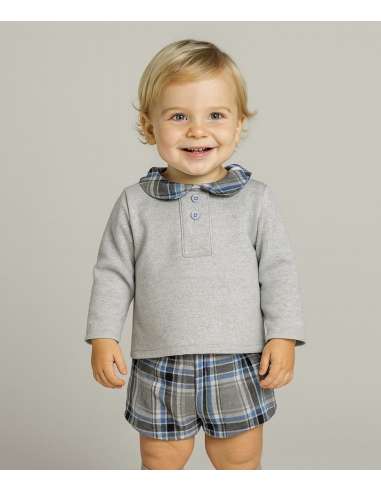324271  CHECKED SWEATSHIRT AND SHORTS SET