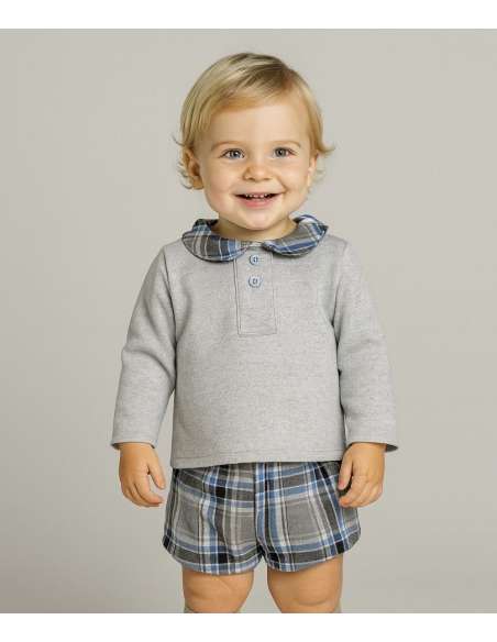 324271 CONJUNTO DE SUDADERA Y PANTALÓN CORTO DE CUADROS